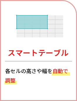 スマートテーブル：各セルの高さや幅を自動で調整